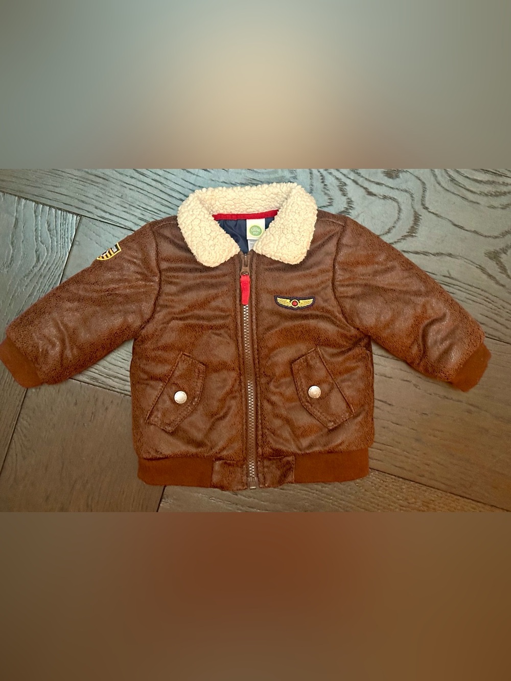 Little Me- Kids Aviator Jacket, Faux Leather & Sherpa Collar Sz: 12 months
